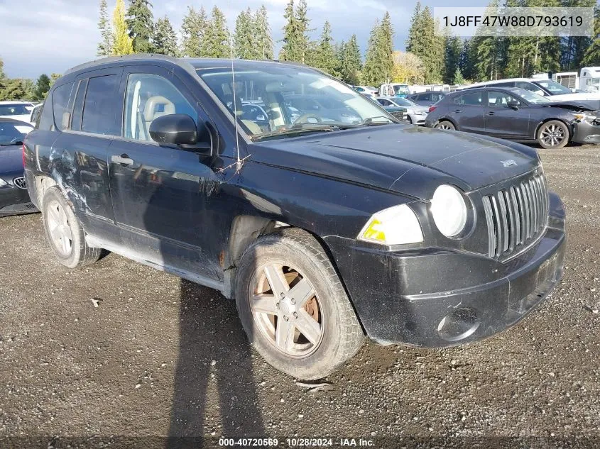 2008 Jeep Compass Sport VIN: 1J8FF47W88D793619 Lot: 40720569