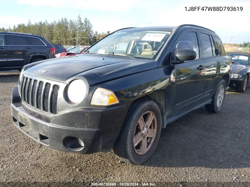 2008 Jeep Compass Sport VIN: 1J8FF47W88D793619 Lot: 40720569