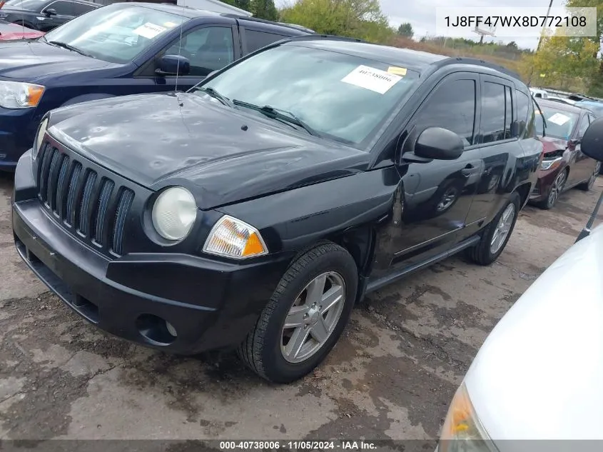 2008 Jeep Compass Sport VIN: 1J8FF47WX8D772108 Lot: 40738006