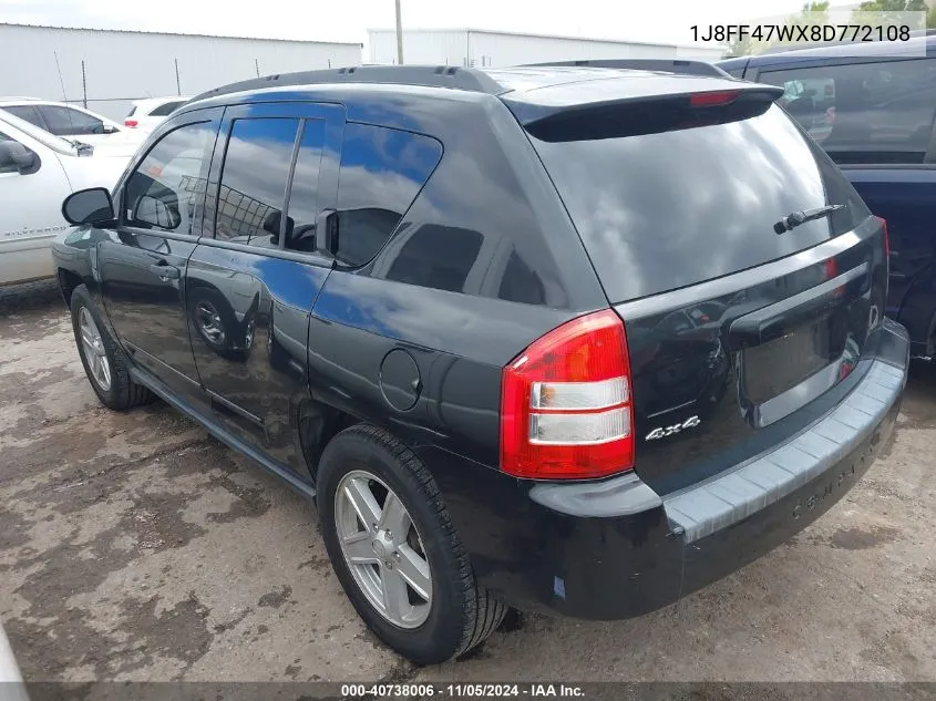 2008 Jeep Compass Sport VIN: 1J8FF47WX8D772108 Lot: 40738006