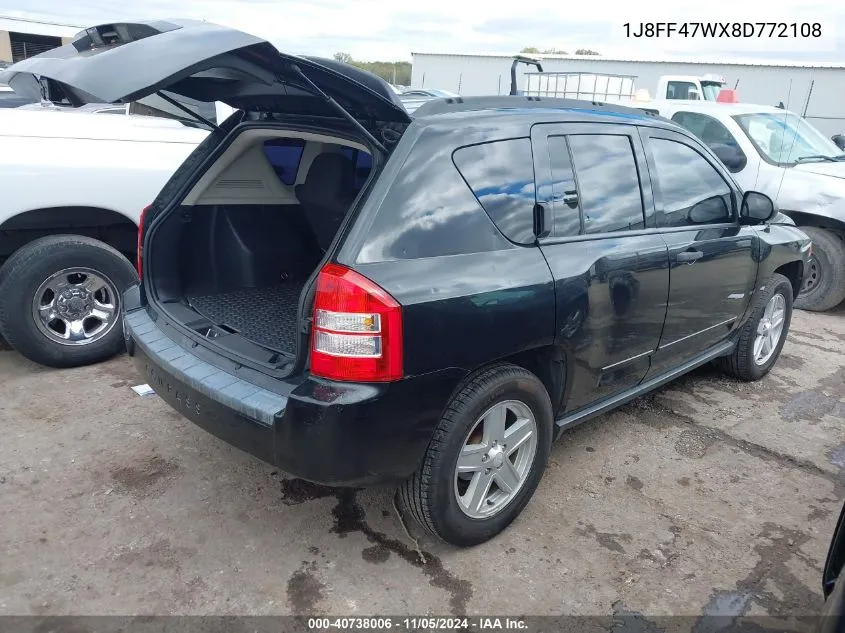 2008 Jeep Compass Sport VIN: 1J8FF47WX8D772108 Lot: 40738006