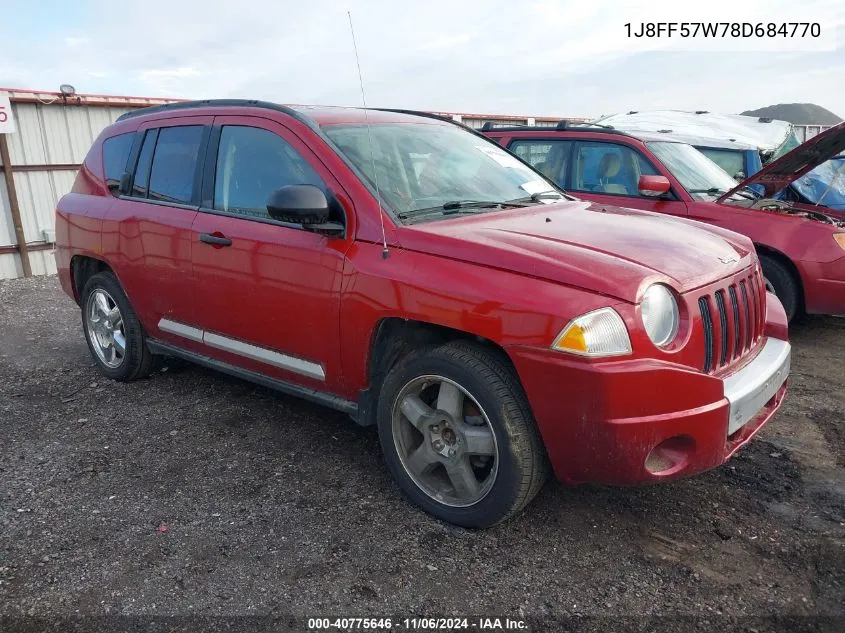 2008 Jeep Compass Limited VIN: 1J8FF57W78D684770 Lot: 40775646