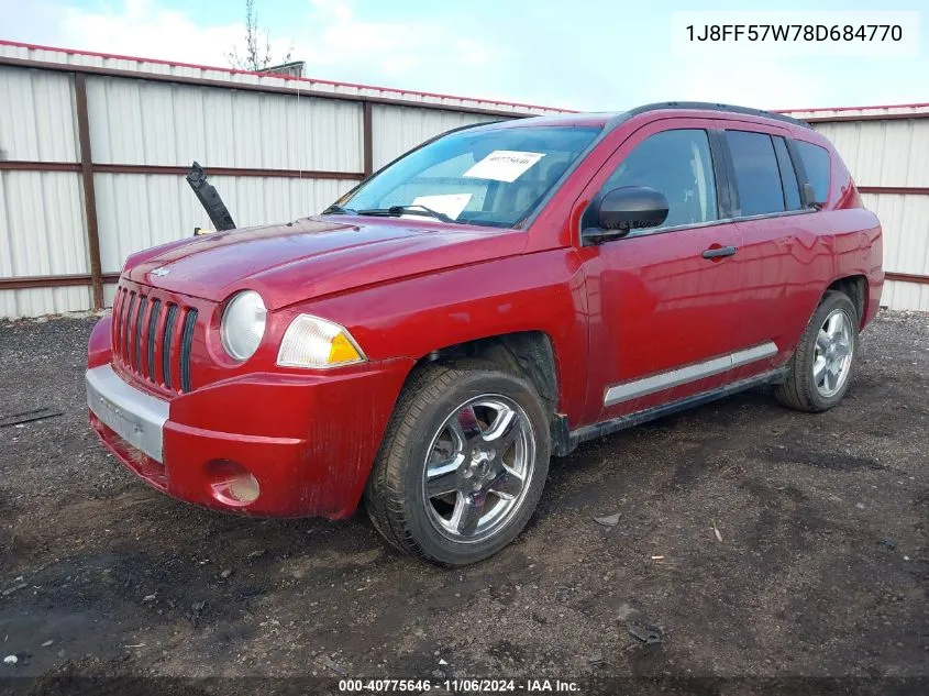 2008 Jeep Compass Limited VIN: 1J8FF57W78D684770 Lot: 40775646