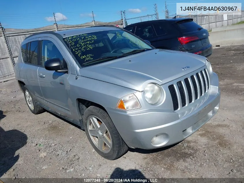 2010 Jeep Compass Sport/North VIN: 1J4NF4FB4AD630967 Lot: 12077245