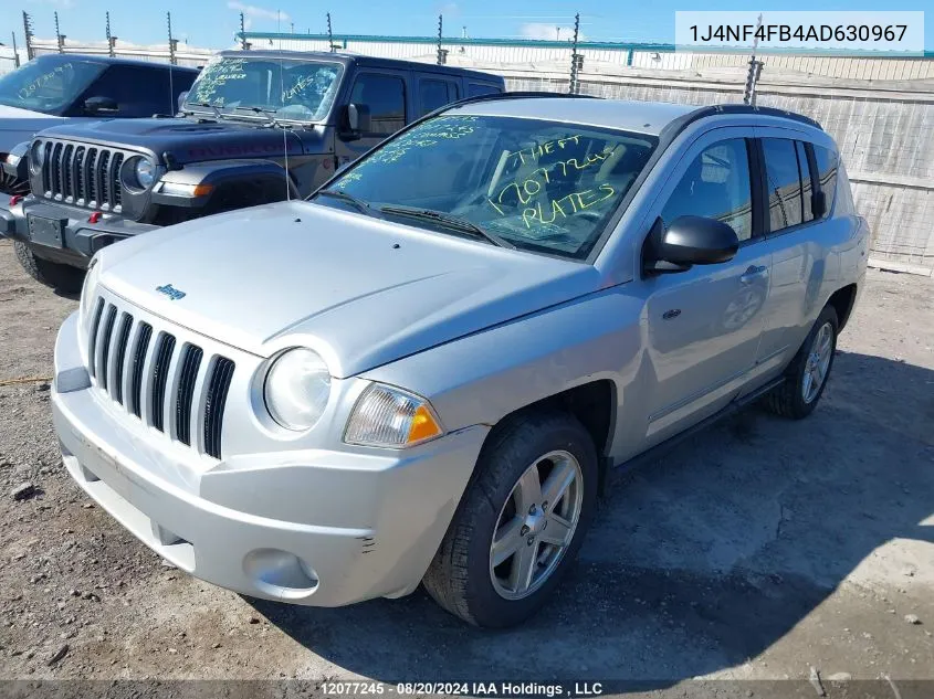 2010 Jeep Compass Sport/North VIN: 1J4NF4FB4AD630967 Lot: 12077245