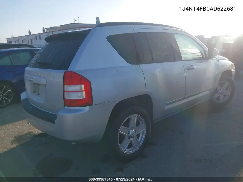 2010 Jeep Compass Sport VIN: 1J4NT4FB0AD622681 Lot: 39967345