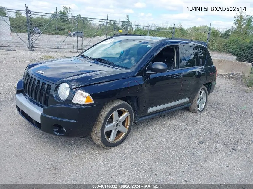 2010 Jeep Compass Limited VIN: 1J4NF5FBXAD502514 Lot: 40146332