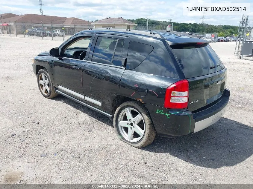 2010 Jeep Compass Limited VIN: 1J4NF5FBXAD502514 Lot: 40146332