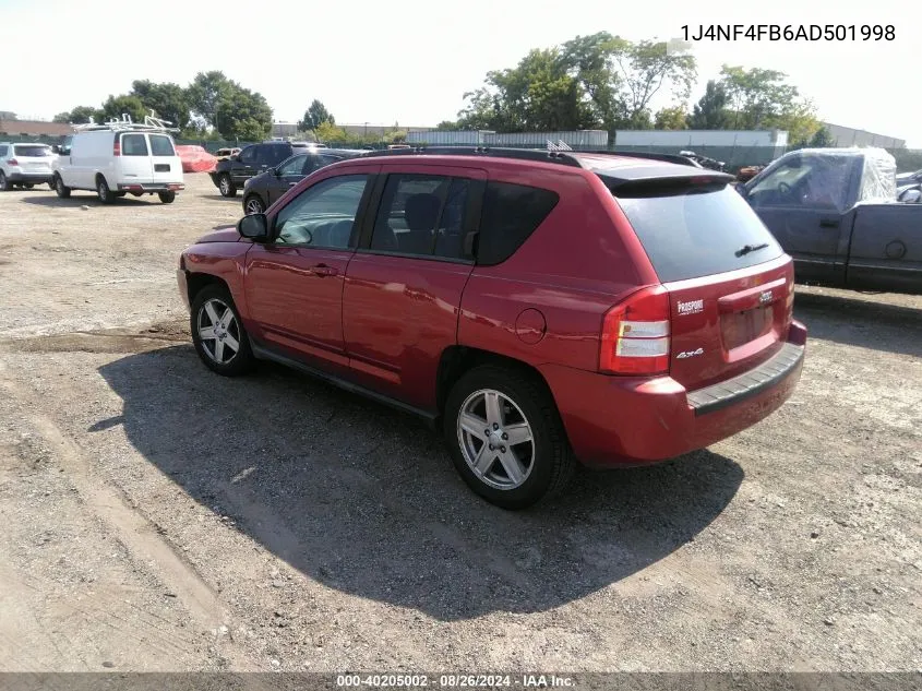 2010 Jeep Compass Sport VIN: 1J4NF4FB6AD501998 Lot: 40205002