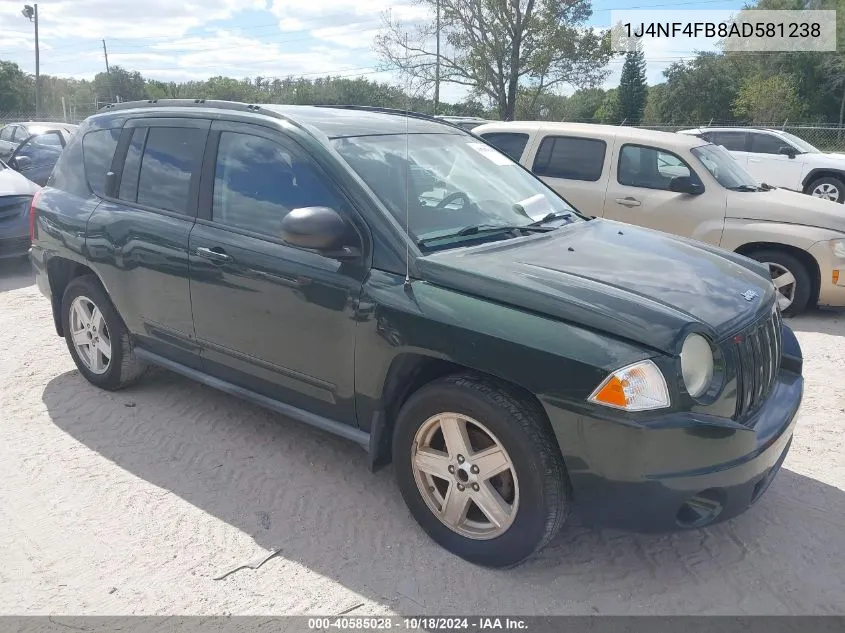 2010 Jeep Compass Sport VIN: 1J4NF4FB8AD581238 Lot: 40585028