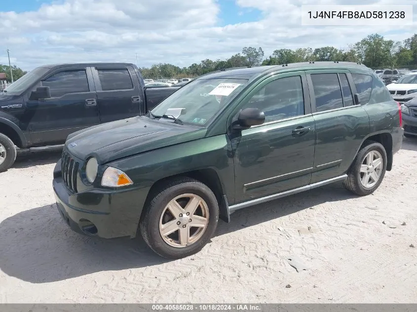 2010 Jeep Compass Sport VIN: 1J4NF4FB8AD581238 Lot: 40585028