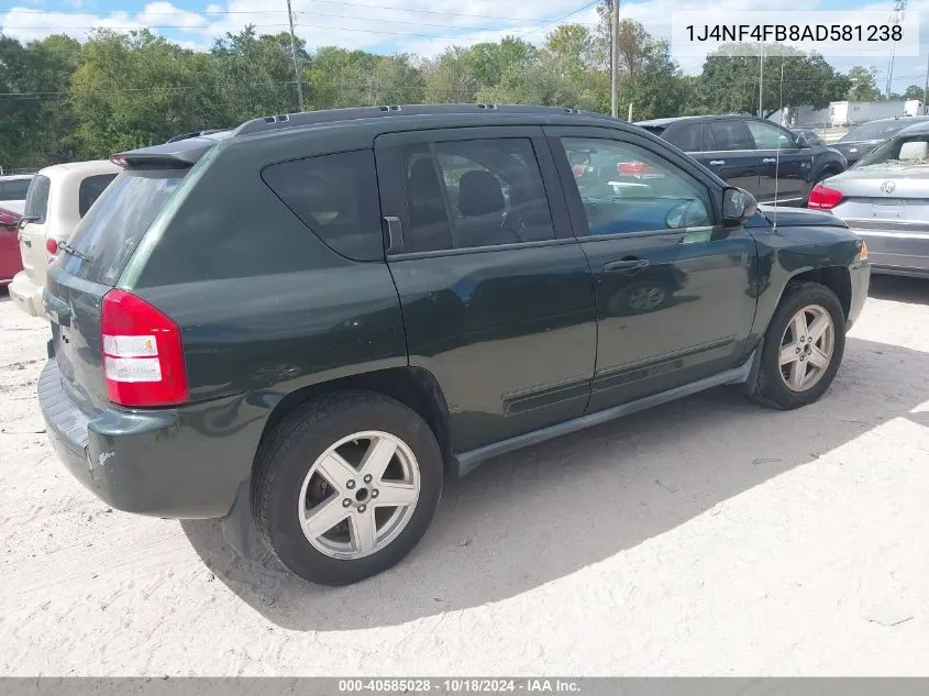 2010 Jeep Compass Sport VIN: 1J4NF4FB8AD581238 Lot: 40585028