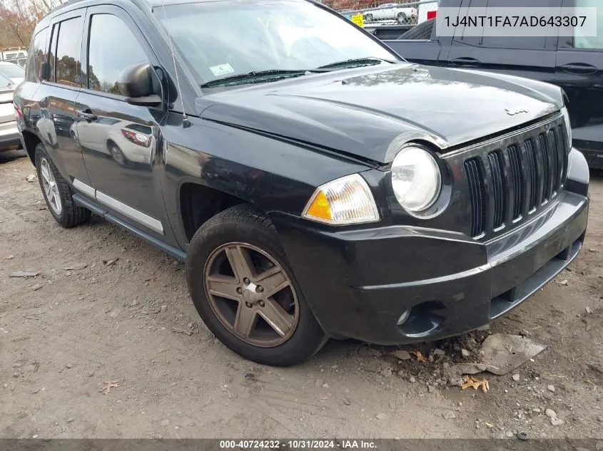 2010 Jeep Compass Sport VIN: 1J4NT1FA7AD643307 Lot: 40724232