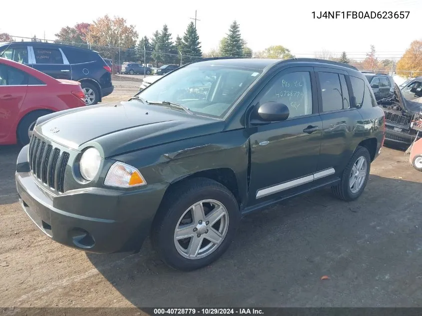 2010 Jeep Compass Sport VIN: 1J4NF1FB0AD623657 Lot: 40728779