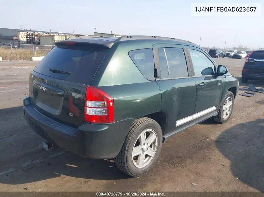 2010 Jeep Compass Sport VIN: 1J4NF1FB0AD623657 Lot: 40728779