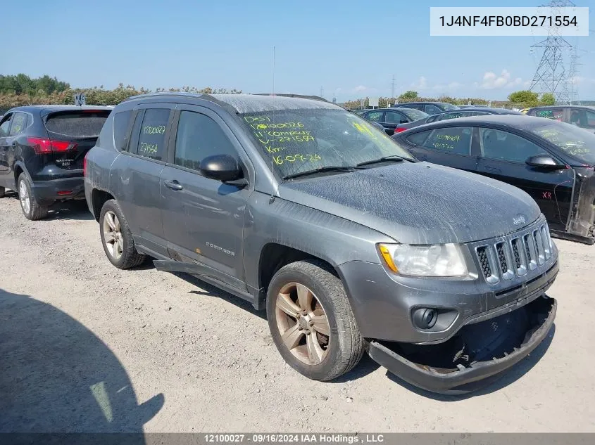 2011 Jeep Compass VIN: 1J4NF4FB0BD271554 Lot: 12100027