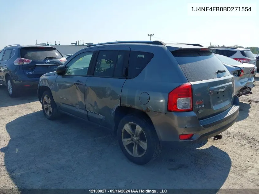 2011 Jeep Compass VIN: 1J4NF4FB0BD271554 Lot: 12100027