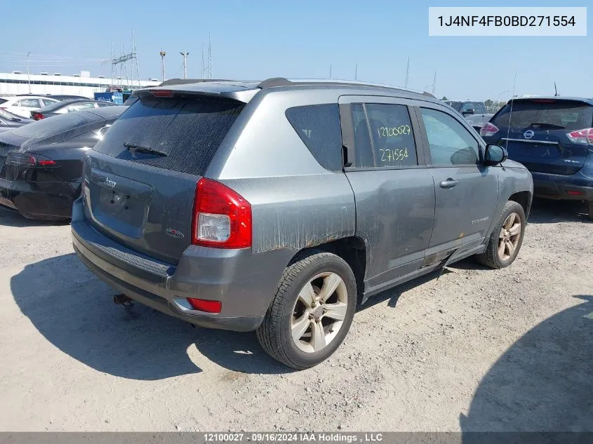 2011 Jeep Compass VIN: 1J4NF4FB0BD271554 Lot: 12100027