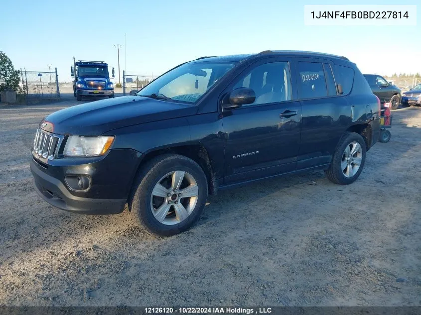 2011 Jeep Compass Sport/North VIN: 1J4NF4FB0BD227814 Lot: 12126120