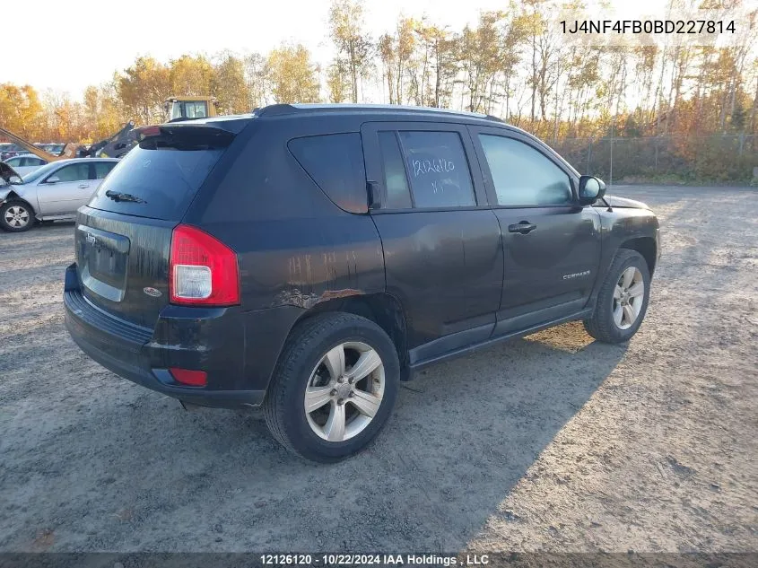 2011 Jeep Compass Sport/North VIN: 1J4NF4FB0BD227814 Lot: 12126120