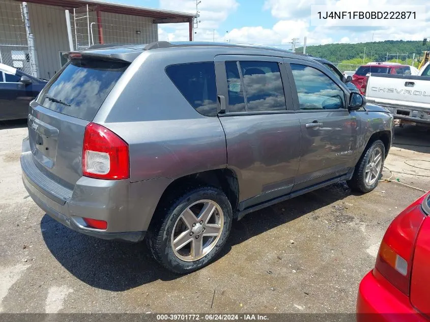 2011 Jeep Compass VIN: 1J4NF1FB0BD222871 Lot: 39701772