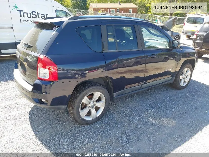 2011 Jeep Compass Sport VIN: 1J4NF1FB0BD193694 Lot: 40258236