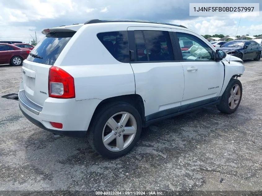 2011 Jeep Compass Limited VIN: 1J4NF5FB0BD257997 Lot: 40323284