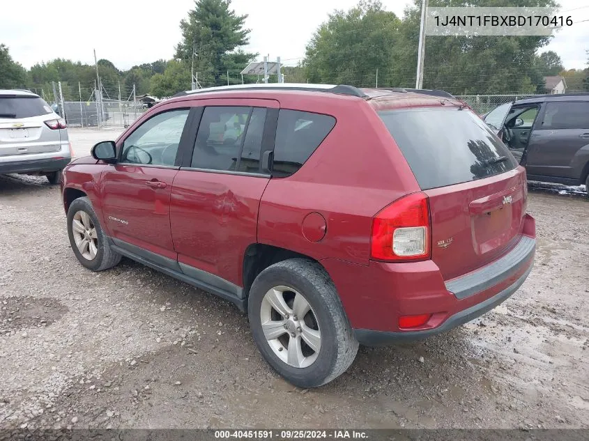 2011 Jeep Compass VIN: 1J4NT1FBXBD170416 Lot: 40451591