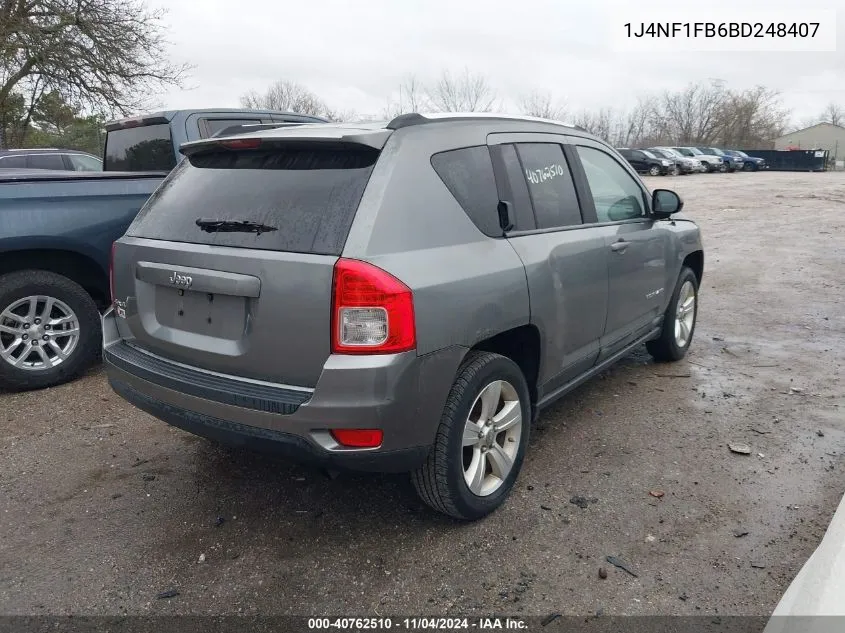 2011 Jeep Compass VIN: 1J4NF1FB6BD248407 Lot: 40762510