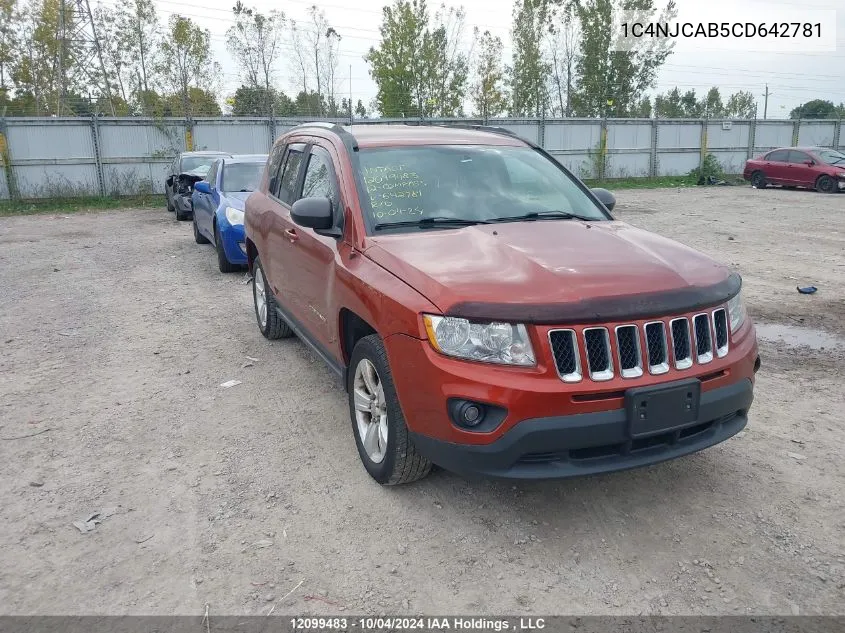 2012 Jeep Compass VIN: 1C4NJCAB5CD642781 Lot: 12099483