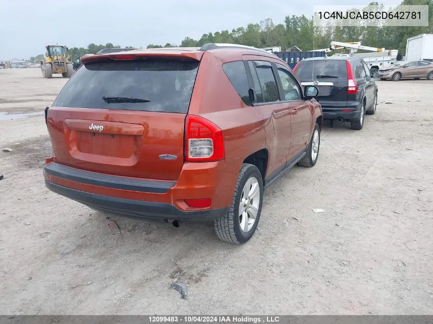 2012 Jeep Compass VIN: 1C4NJCAB5CD642781 Lot: 12099483