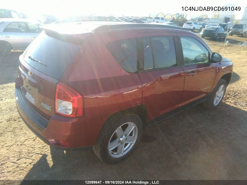 2012 Jeep Compass VIN: 1C4NJDAB9CD691049 Lot: 12099647