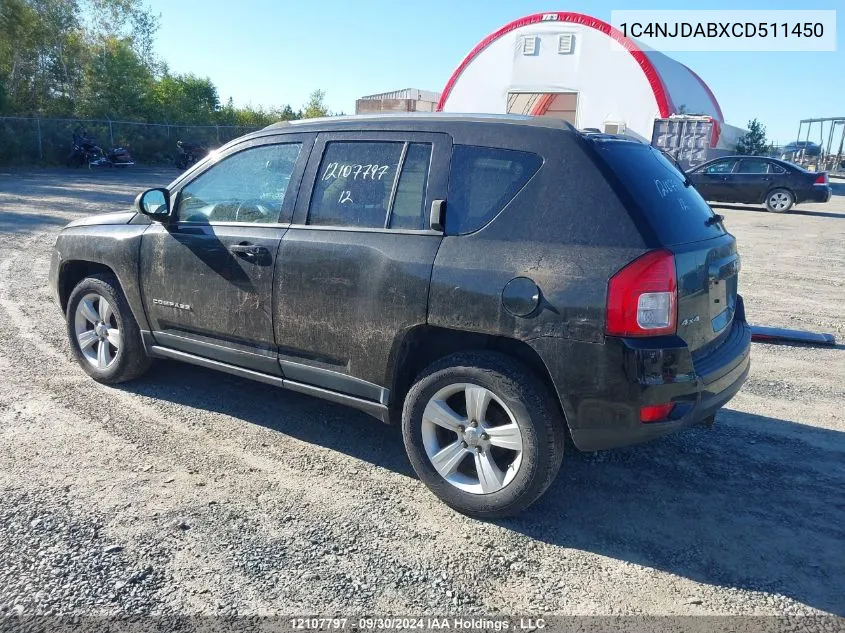 2012 Jeep Compass VIN: 1C4NJDABXCD511450 Lot: 12107797