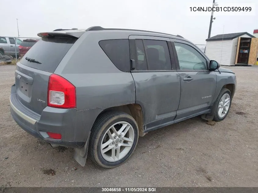 2012 Jeep Compass Limited VIN: 1C4NJDCB1CD509499 Lot: 30046658