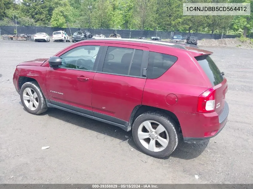 2012 Jeep Compass Sport VIN: 1C4NJDBB5CD564412 Lot: 39358829