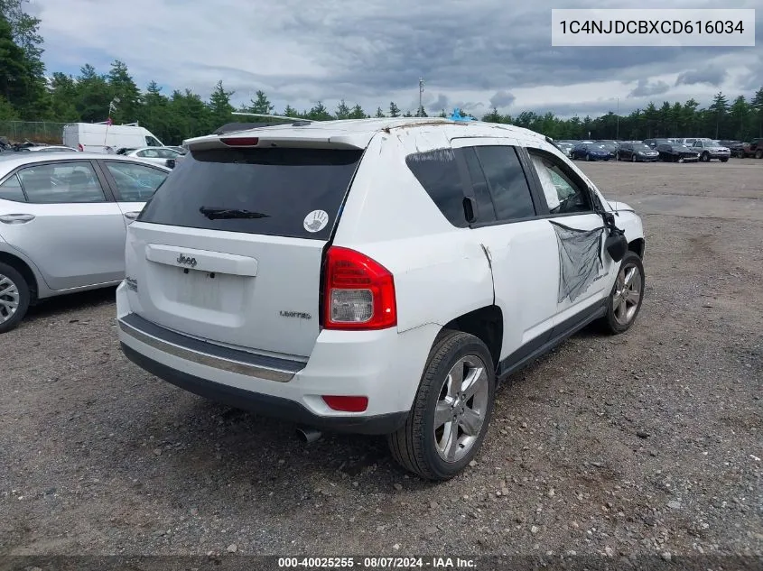 2012 Jeep Compass Limited VIN: 1C4NJDCBXCD616034 Lot: 40025255