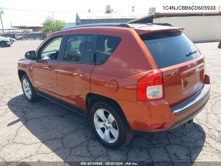 2012 Jeep Compass Sport VIN: 1C4NJCBB6CD605933 Lot: 40165946