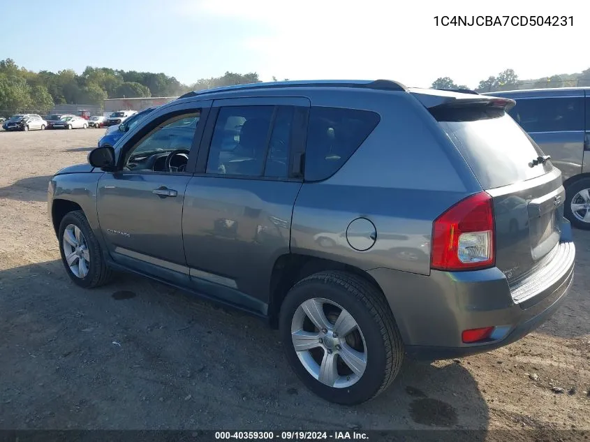 2012 Jeep Compass Sport VIN: 1C4NJCBA7CD504231 Lot: 40359300