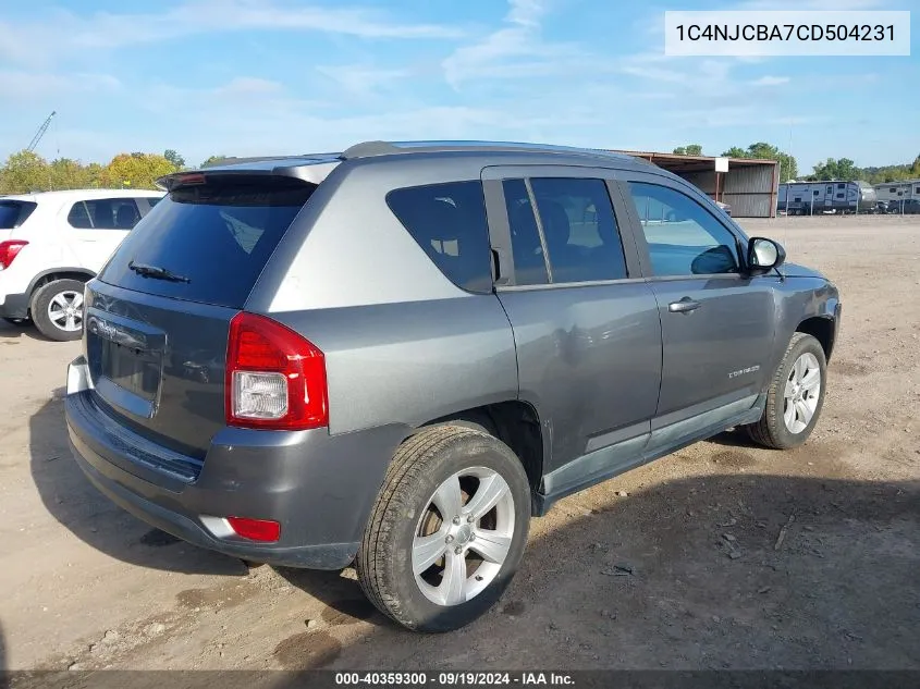 2012 Jeep Compass Sport VIN: 1C4NJCBA7CD504231 Lot: 40359300