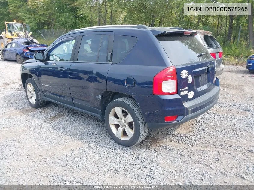 1C4NJDBB0CD578265 2012 Jeep Compass Sport