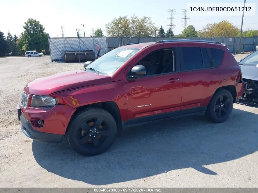 2012 Jeep Compass Latitude VIN: 1C4NJDEB0CD651212 Lot: 40373385