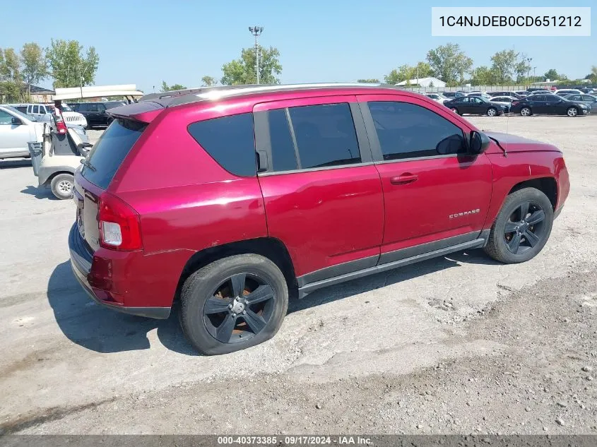 2012 Jeep Compass Latitude VIN: 1C4NJDEB0CD651212 Lot: 40373385