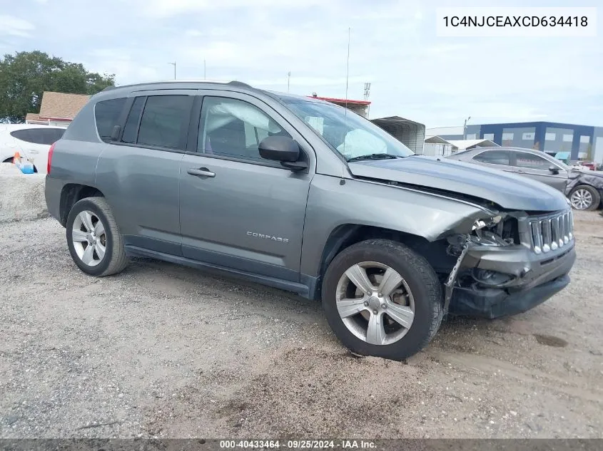 2012 Jeep Compass Latitude VIN: 1C4NJCEAXCD634418 Lot: 40433464