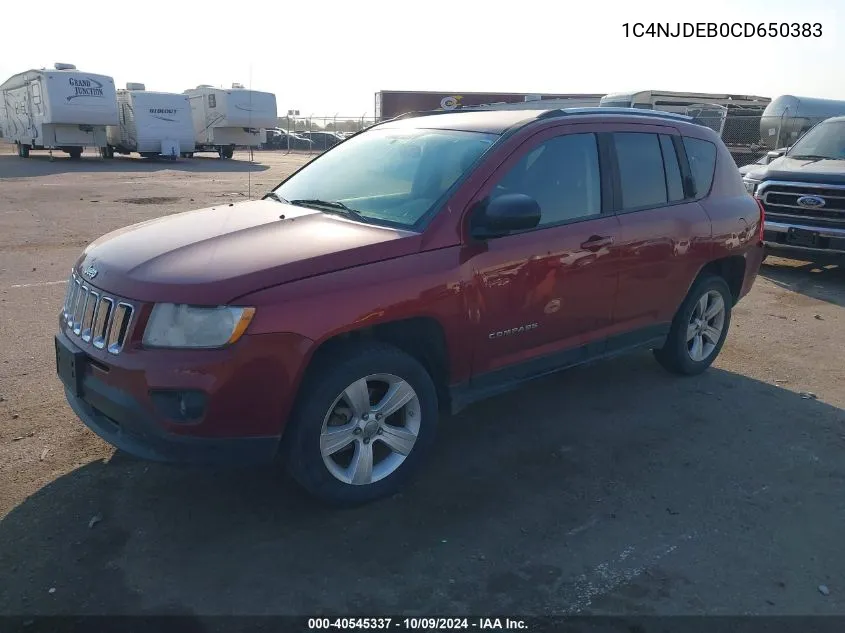 2012 Jeep Compass Latitude VIN: 1C4NJDEB0CD650383 Lot: 40545337