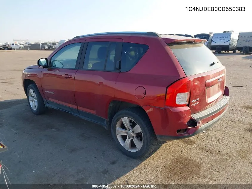 2012 Jeep Compass Latitude VIN: 1C4NJDEB0CD650383 Lot: 40545337