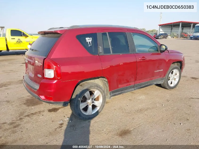 2012 Jeep Compass Latitude VIN: 1C4NJDEB0CD650383 Lot: 40545337