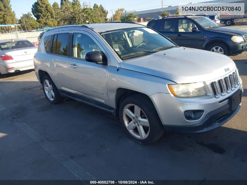 2012 Jeep Compass Limited VIN: 1C4NJCCB0CD570840 Lot: 40552708