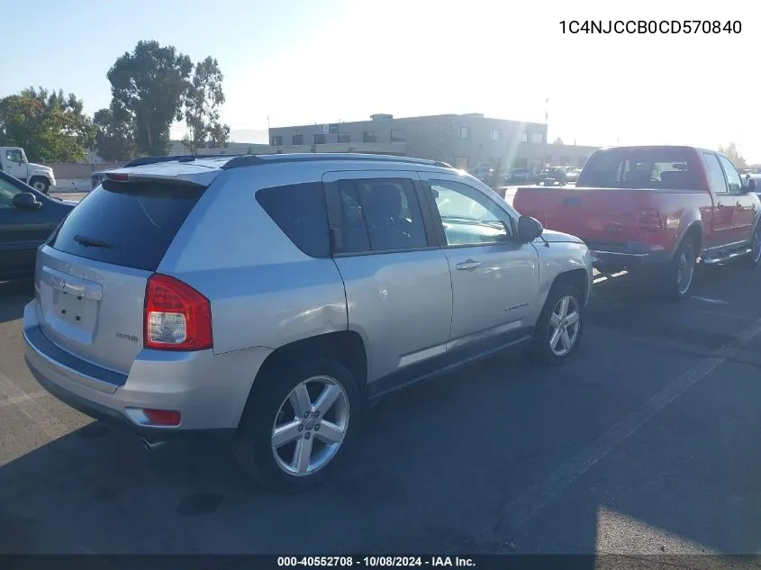 1C4NJCCB0CD570840 2012 Jeep Compass Limited