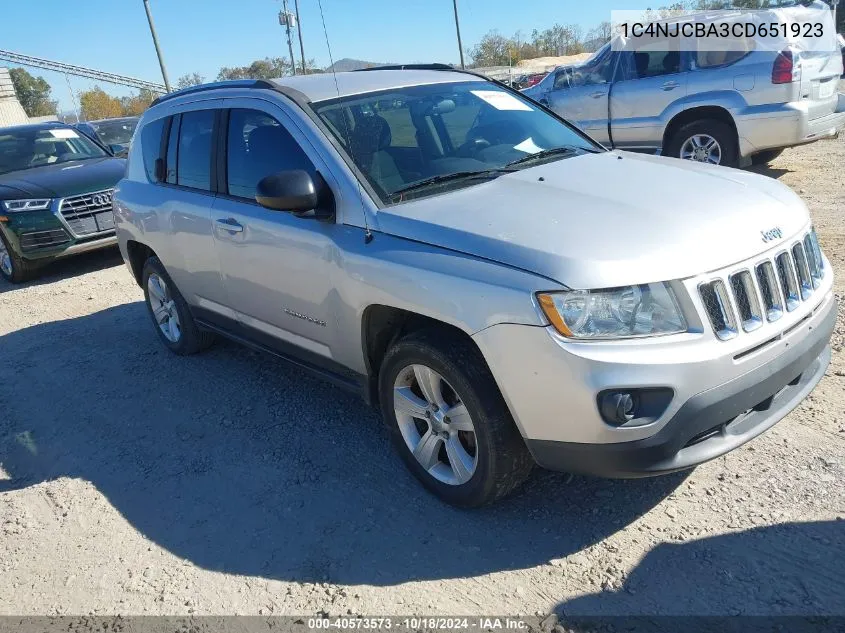 2012 Jeep Compass Sport VIN: 1C4NJCBA3CD651923 Lot: 40573573