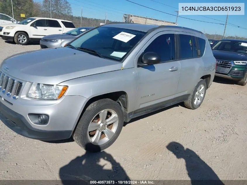 2012 Jeep Compass Sport VIN: 1C4NJCBA3CD651923 Lot: 40573573